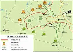 Kaart van de laatste fase slag, waar alle pijlen bij elkaar komen, ligt het gedenkteken en museum