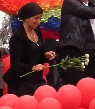 Fatima Elatik bij de Gay Pride Parade Amsterdam, 2011