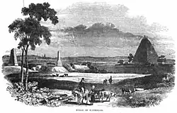 De monumenten en de Leeuw van Waterloo. Beeld uit 1851