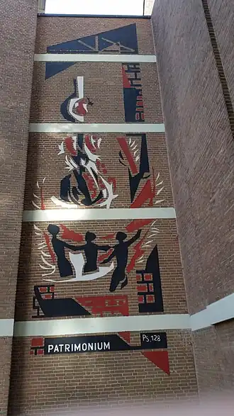 Figuren en vuur (Psalm 128) (1960), Blomwijckerpad, Amsterdam