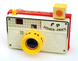Diaviewer van Fisher-Price in de vorm van een fotocamera