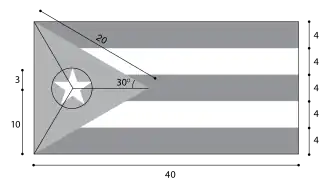 Constructietekening van de Cubaanse vlag