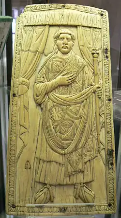 Portret van Flavius Felix op zijn consulaire diptiek.