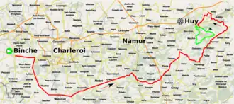 Routekaart van de Waalse Pijl 2017 (mannen)