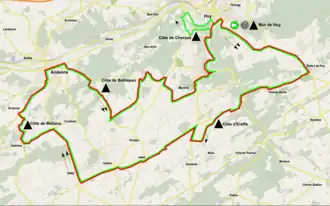 Routekaart van de Waalse Pijl 2015 (vrouwen)
