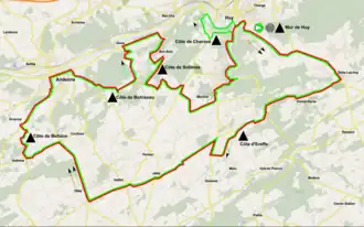 Routekaart van de Waalse Pijl 2016 (vrouwen)