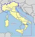 Vluchtinformatiegebieden boven Italië