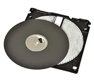 Een geopende 3½ inchdiskette