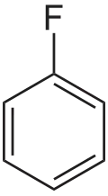 Structuurformule van fluorbenzeen