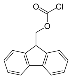 Structuurformule van fluorenylmethyloxycarbonylchloride