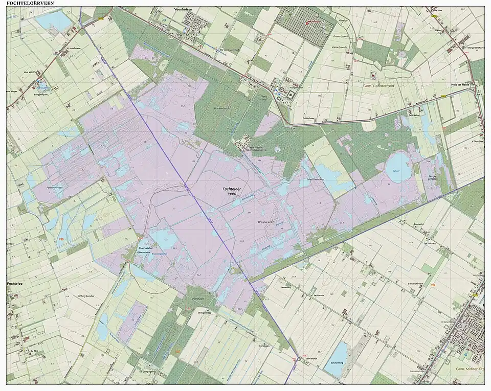 Topografische kaart van het Fochteloërveen