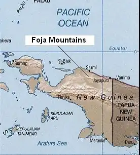 Locatie van het Foja-gebergte.