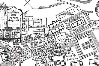 Locatie van de Tempel van Saturnus op het Forum Romanum