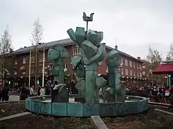 Koperen fontein in Umeå