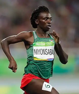 Francine Niyonsaba in actie tijdens de OS in Rio (2016).