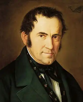 Portret van Franz Xaver Gruber, geschilderd door Sebastian Stief (1846)