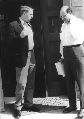 Fred van der Blij (links) met de getaltheoreticus Emil Grosswald (1968)