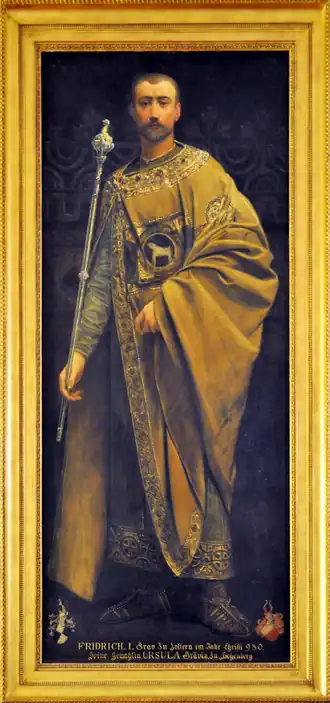 Schilderij van graaf Frederik I van Zollern in het Kasteel Peleș.