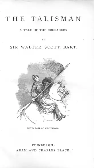 David afgebeeld op de kaft van het boek The Talisman van sir Walter Scott.
