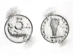 Frottage van een muntstuk