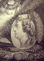 frontispies van Histoire des Plantes de la Guiane Françoise (1775), met een buste van Aublet