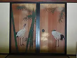 Fusumakunst door: Kawabata Gyokushō (1842–1913) in de voormalige Mōriresidentie te Chofu.