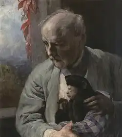 Gabriel von Max - Zelfportret met apen - 1910