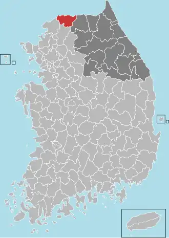 Kaart van Cheorwon-gun