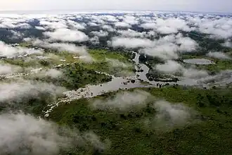 Luchtbeeld van het nationaal park Garamba
