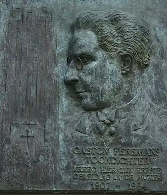 Gaston Feremans. Bronzen herdenkingsplaquette van Mariette Teugels