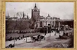 Paardentram op de Promenade ter hoogte van de Hohenthor (achtergrond).