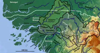 Stroomgebied van de Geba (lichtgroen)