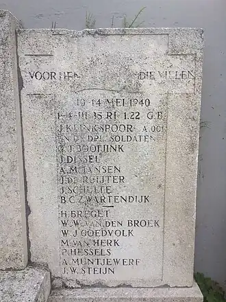 Gedenksteen 2de wereldoorlog in Fort Westervoort