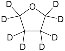 Structuurformule van gedeutereerd tetrahydrofuraan