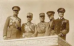 Generaal Jacques met de andere grote officieren van WOI zoals Armando Diaz, Ferdinand Foch, John Pershing en David Beatty