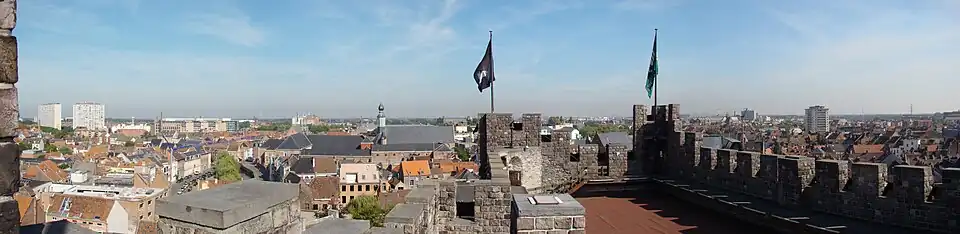 Uitzicht op Gent vanaf de donjon.