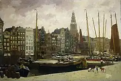 Het Damrak met zicht op de Oudekerkstoren (schilderij van George Hendrik Breitner, 1903)