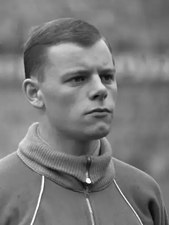 Bergholtz bij zijn debuut voor het Nederlands elftal (30 april 1961).