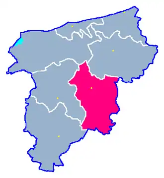 Ligging van de gemeente binnen de powiat