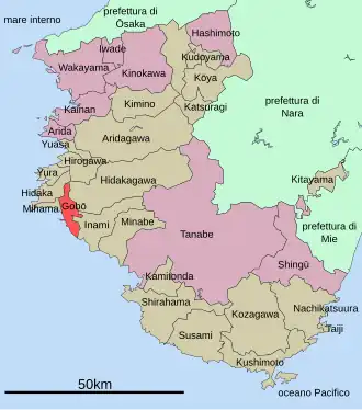 Situering van Gobo in de prefectuur  Wakayama