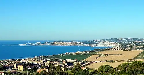 De golf en de stad Ancona