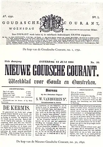Eerdere edities van Goudasche Courant en Nieuwe Goudsche Courant