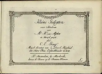 Voorblad Kleine gedigten voor kinderen van Hiëronymus van Alphen, op muziek gezet door Christiaan Ernst Graaf