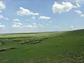Een landschap kan als achtergrond dienen. Deze afbeelding lijkt een beetje op de standaardachtergrond van Windows XP.