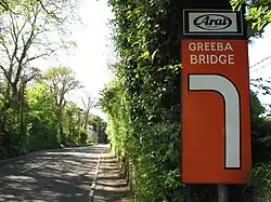 waarschuwingsbord bij Greeba Bridge