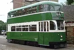 Tram gebouwd in 1936 voor de tram in Liverpool, National Tramway Museum