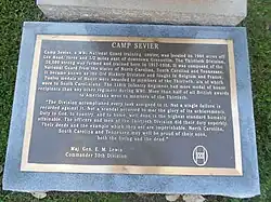 Gedenkplaat Camp Sevier, South Carolina (VS)