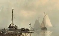 Vesselschepen op een kalme rivier