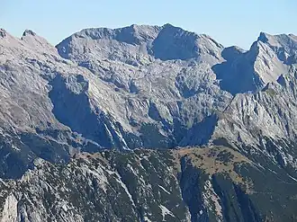 De Grubenkarspitze vanaf de Kaskarspitze