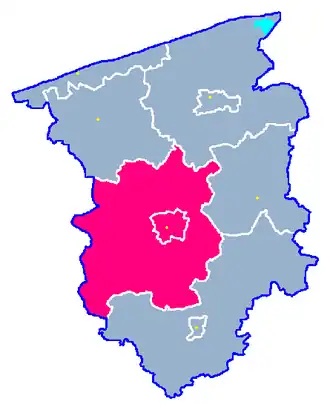 Ligging van de gemeente binnen de powiat